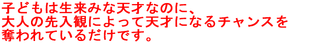 子どもは生来みな天才なのに、 大人の先入観によって天才になるチャンスを 奪われているだけです。